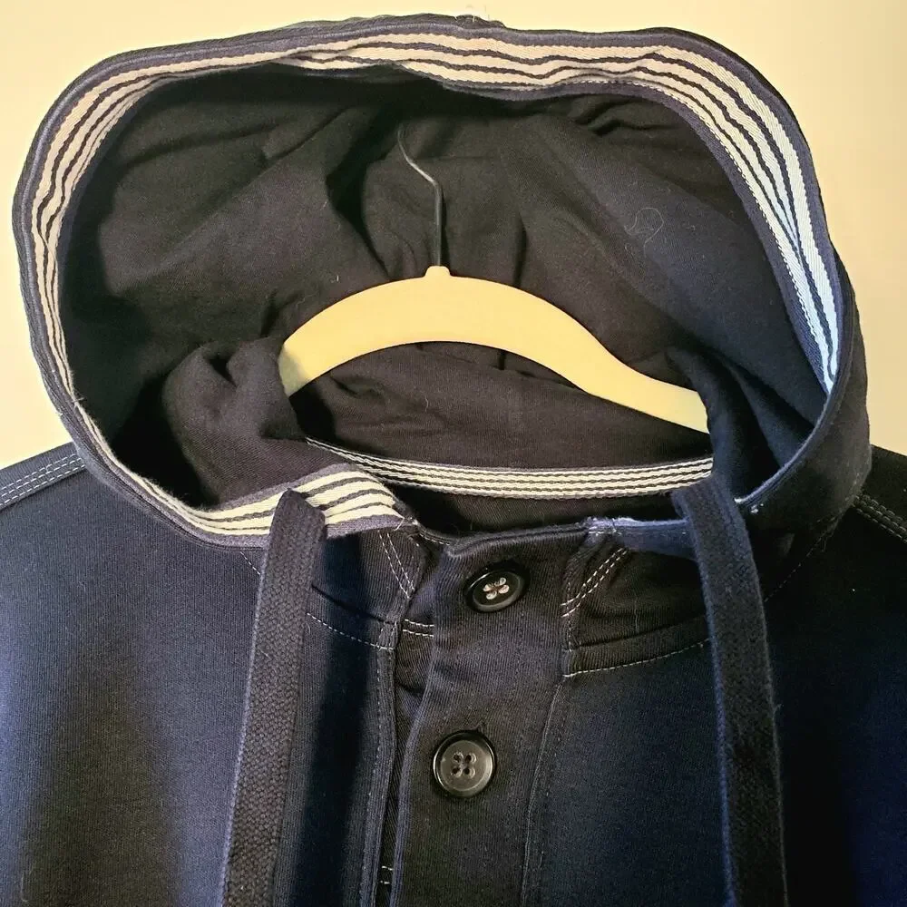 Banana Republic Pullover Black Hoodie Sweatshirt Mens L Nautical Collegiate